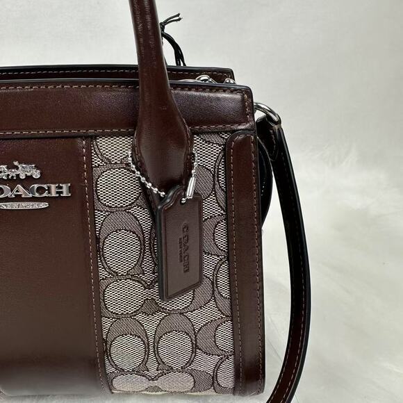 COACH Andrea Carryall Bag Signature Jacquard Canvas CT766 Silver/Oak/Maple NWT - Picture 9 of 11